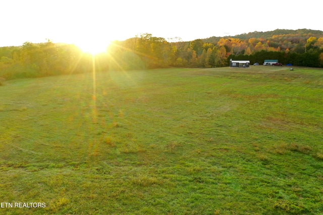 view of yard with a rural view