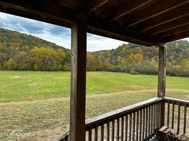 deck with a lawn