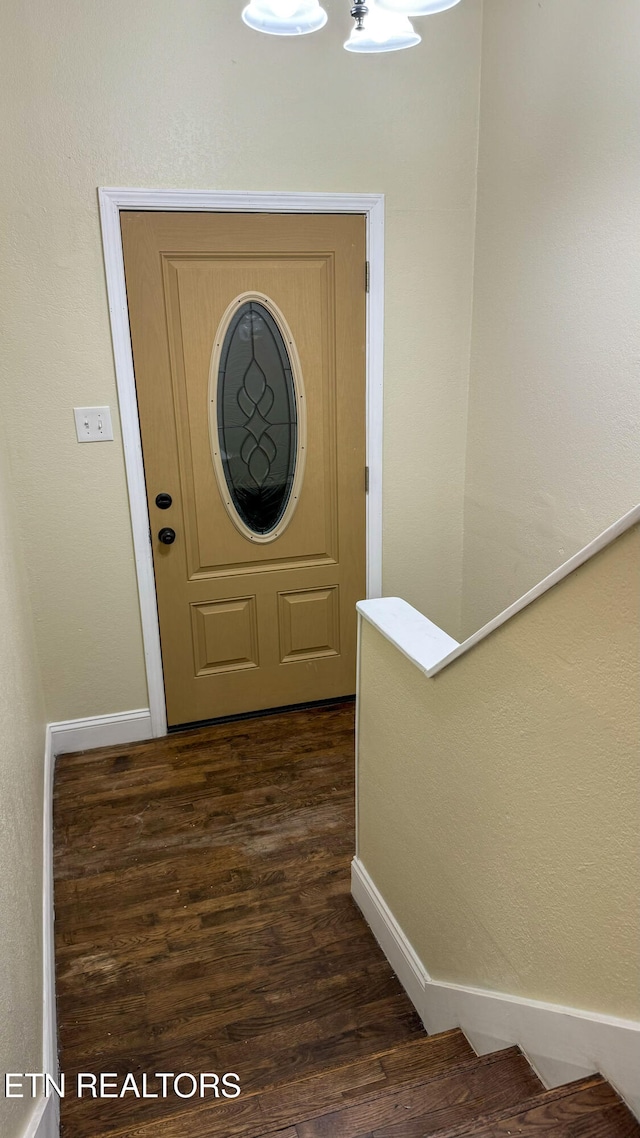 interior space with dark wood-type flooring