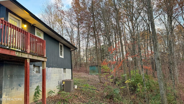 view of home's exterior featuring central AC unit