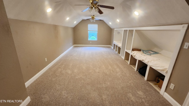 630 Chris Haven Dr, Seymour, TN 37865 - bonus room with light carpet, a ceiling fan, vaulted ceiling, and baseboards