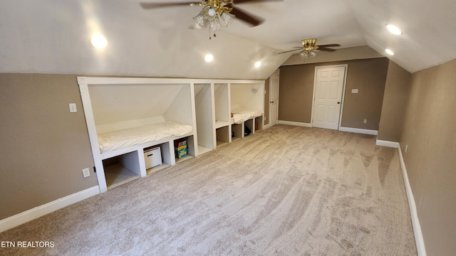 630 Chris Haven Dr, Seymour, TN 37865 - bonus room with ceiling fan, light colored carpet, baseboards, and lofted ceiling