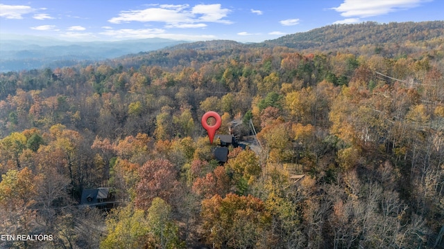 aerial view featuring a mountain view