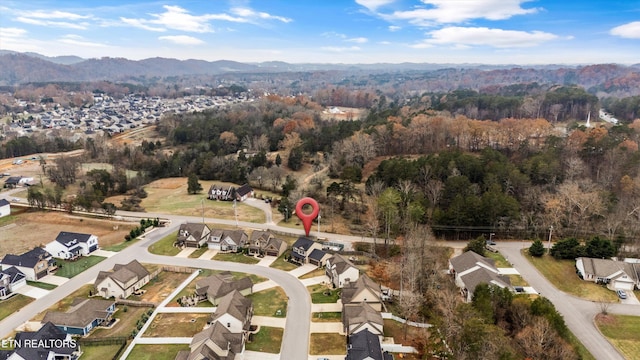 bird's eye view featuring a mountain view