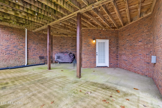 view of patio featuring a grill