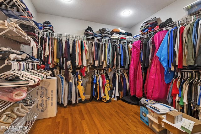 walk in closet featuring wood-type flooring