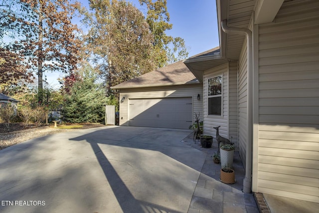 exterior space featuring a garage