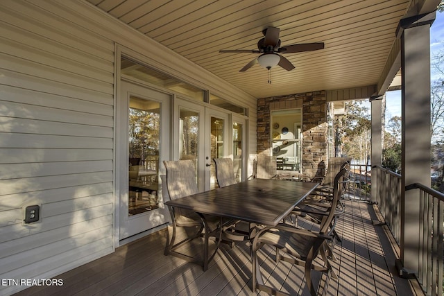 deck featuring ceiling fan