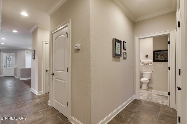 corridor with crown molding