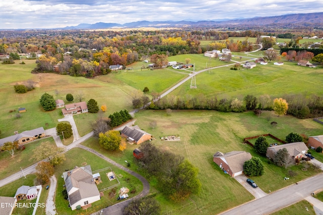 birds eye view of property featuring a mountain view