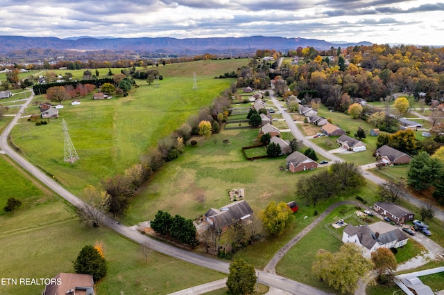 drone / aerial view with a mountain view