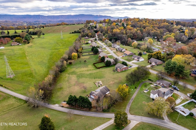 drone / aerial view with a mountain view