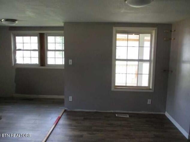 empty room featuring dark hardwood / wood-style flooring and a healthy amount of sunlight