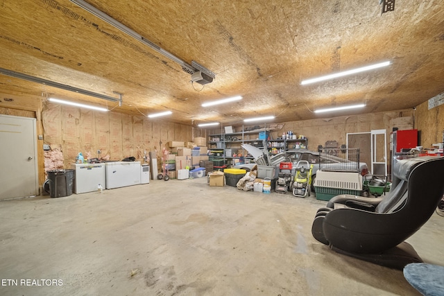 garage with a garage door opener