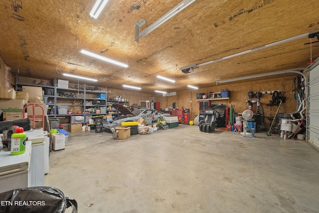 garage with a garage door opener