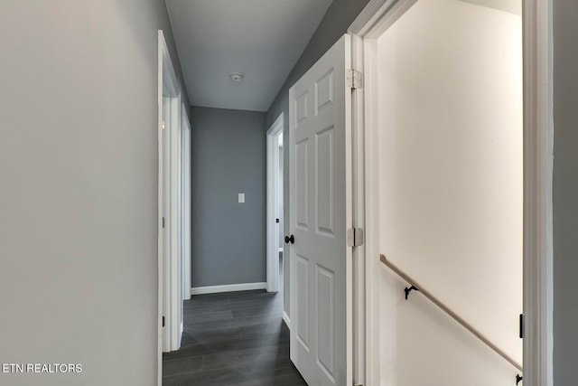 hallway featuring dark hardwood / wood-style flooring