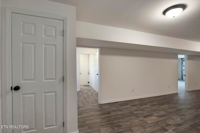 interior space with dark hardwood / wood-style floors