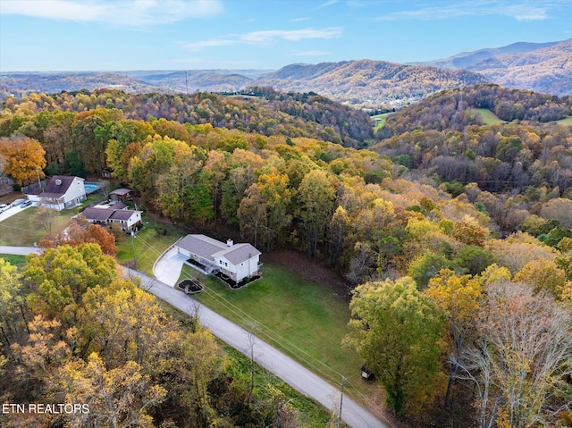 aerial view featuring a mountain view