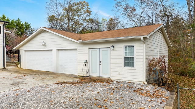 garage featuring french doors