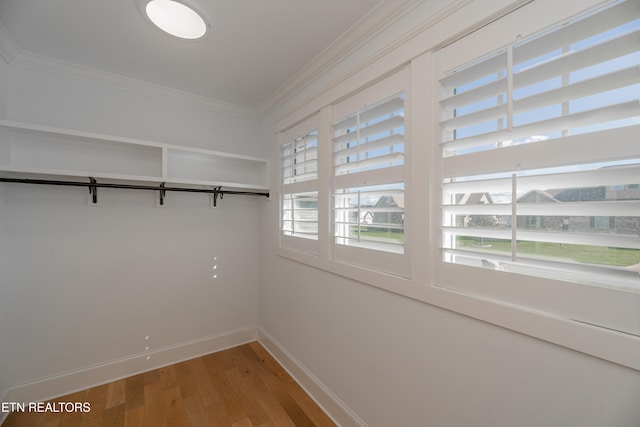 spacious closet featuring hardwood / wood-style flooring