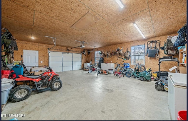 garage with a garage door opener