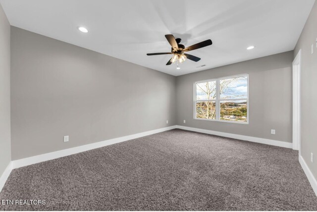 250 Clear Creek Rd, Kodak, TN 37764 - carpeted spare room with baseboards, ceiling fan, and recessed lighting