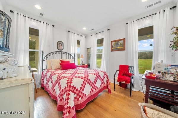 bedroom featuring light wood-type flooring