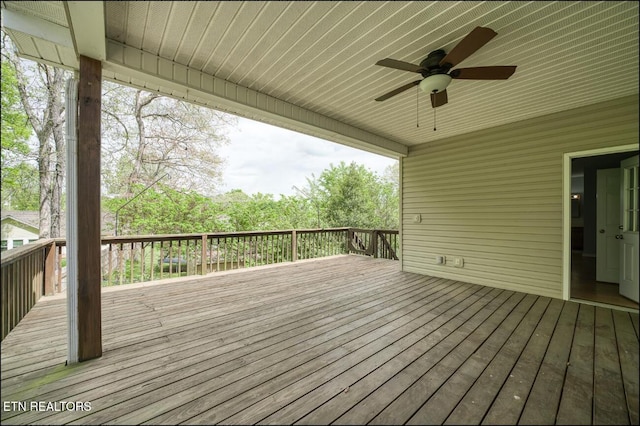 deck featuring ceiling fan