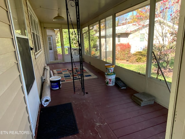 view of unfurnished sunroom