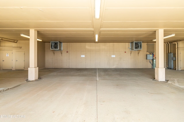 garage with water heater