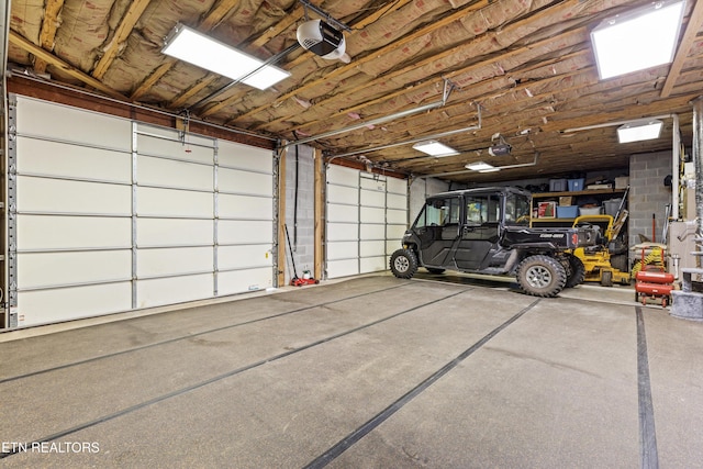 garage with a garage door opener
