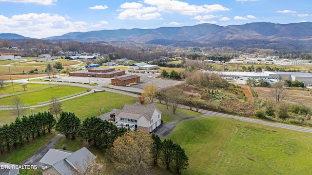 aerial view with a mountain view