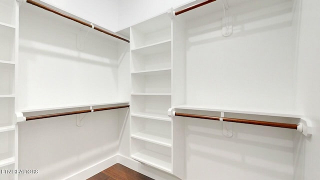 walk in closet featuring dark wood-type flooring