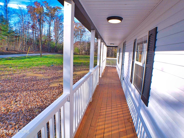 wooden deck with covered porch