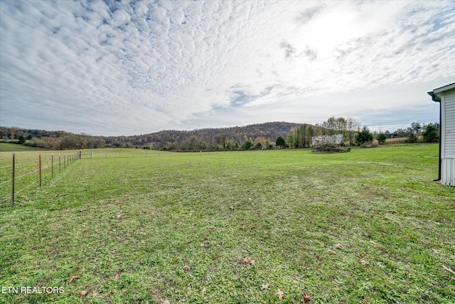 view of yard with a rural view