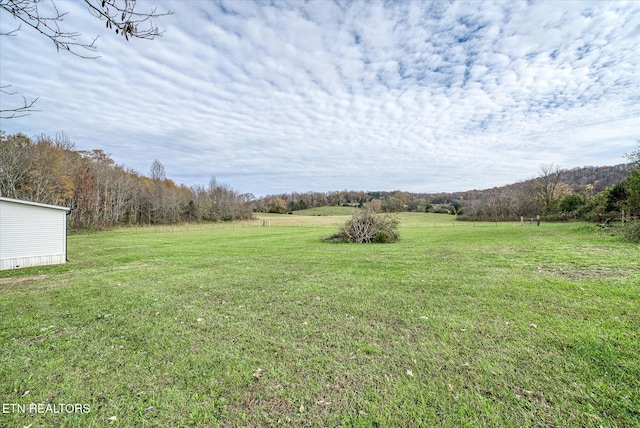 view of yard with a rural view