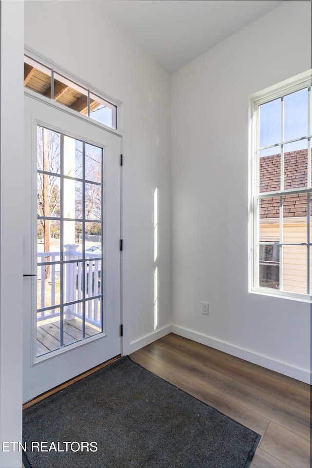 doorway to outside featuring hardwood / wood-style floors