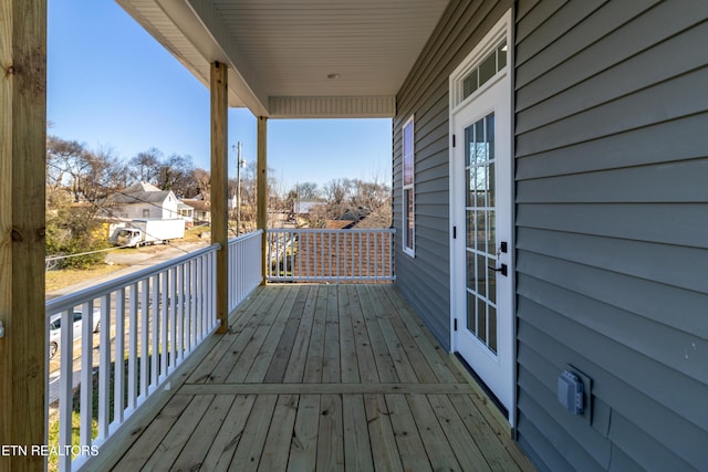 wooden deck with french doors