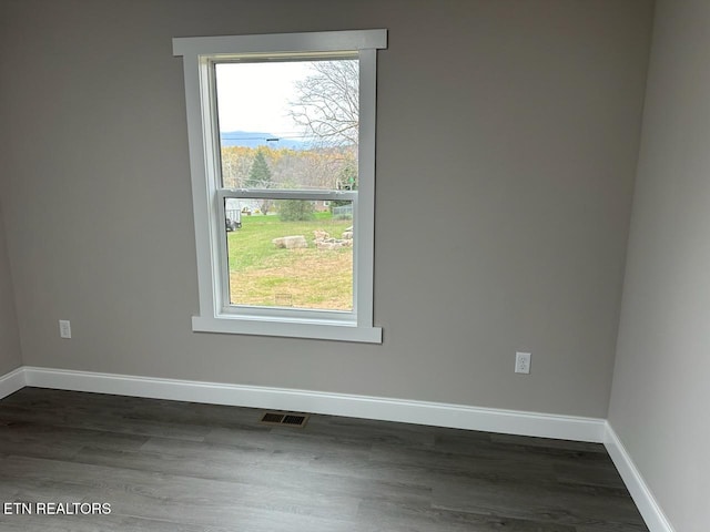 empty room featuring dark hardwood / wood-style flooring