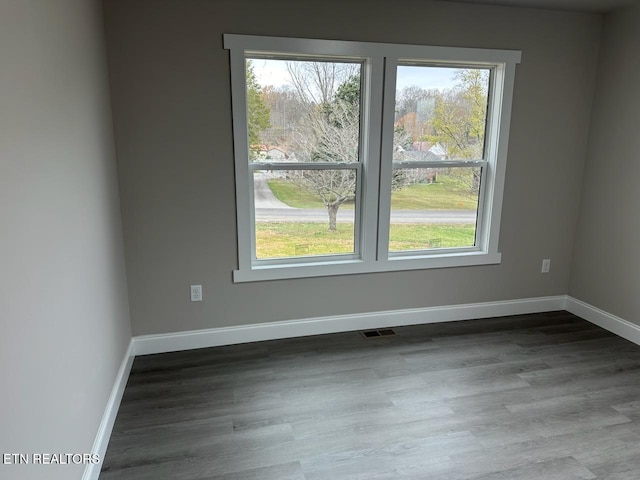 spare room featuring hardwood / wood-style floors and a healthy amount of sunlight