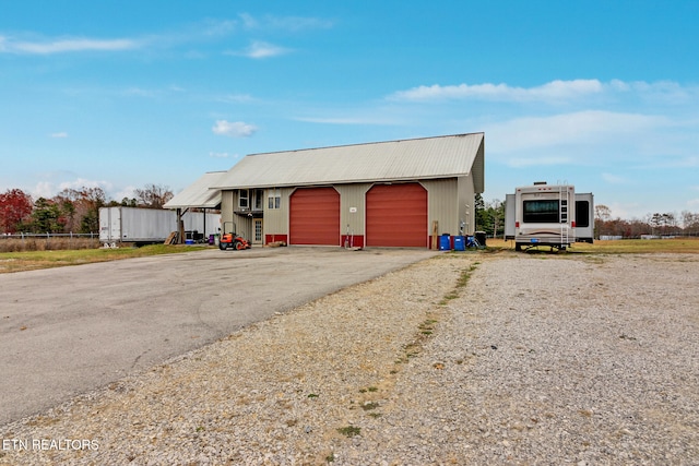 exterior space with a garage