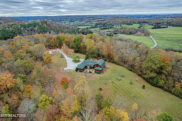 birds eye view of property with a rural view