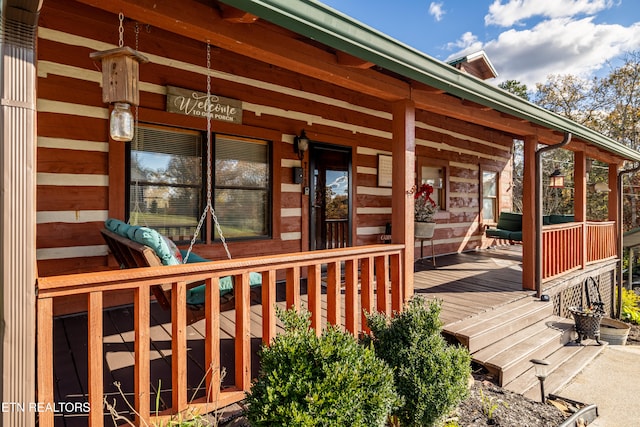 deck with covered porch