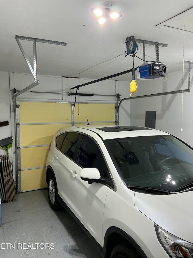 garage with a garage door opener