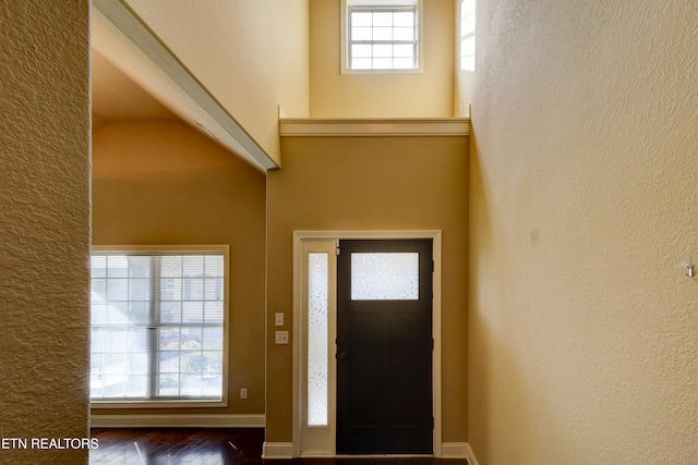 entrance foyer with dark hardwood / wood-style floors