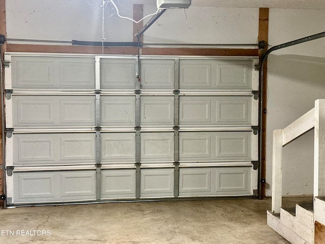 garage with a garage door opener