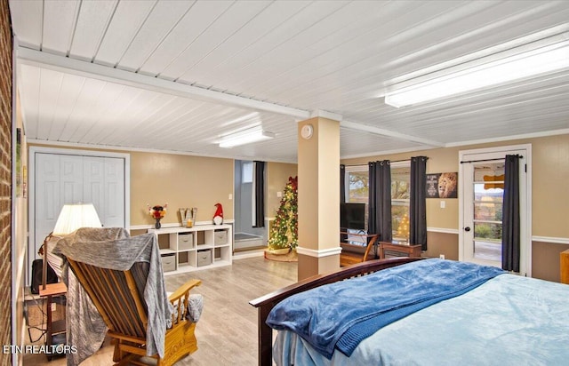 bedroom featuring light hardwood / wood-style flooring