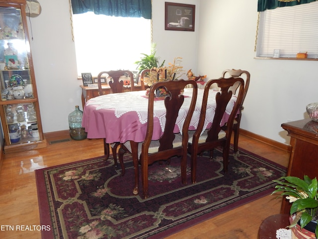 dining room with wood-type flooring