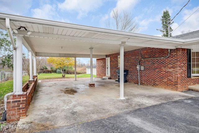 view of patio featuring a carport