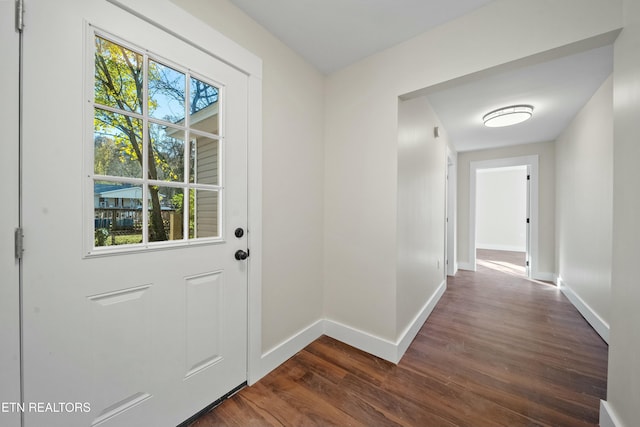 doorway featuring dark hardwood / wood-style flooring